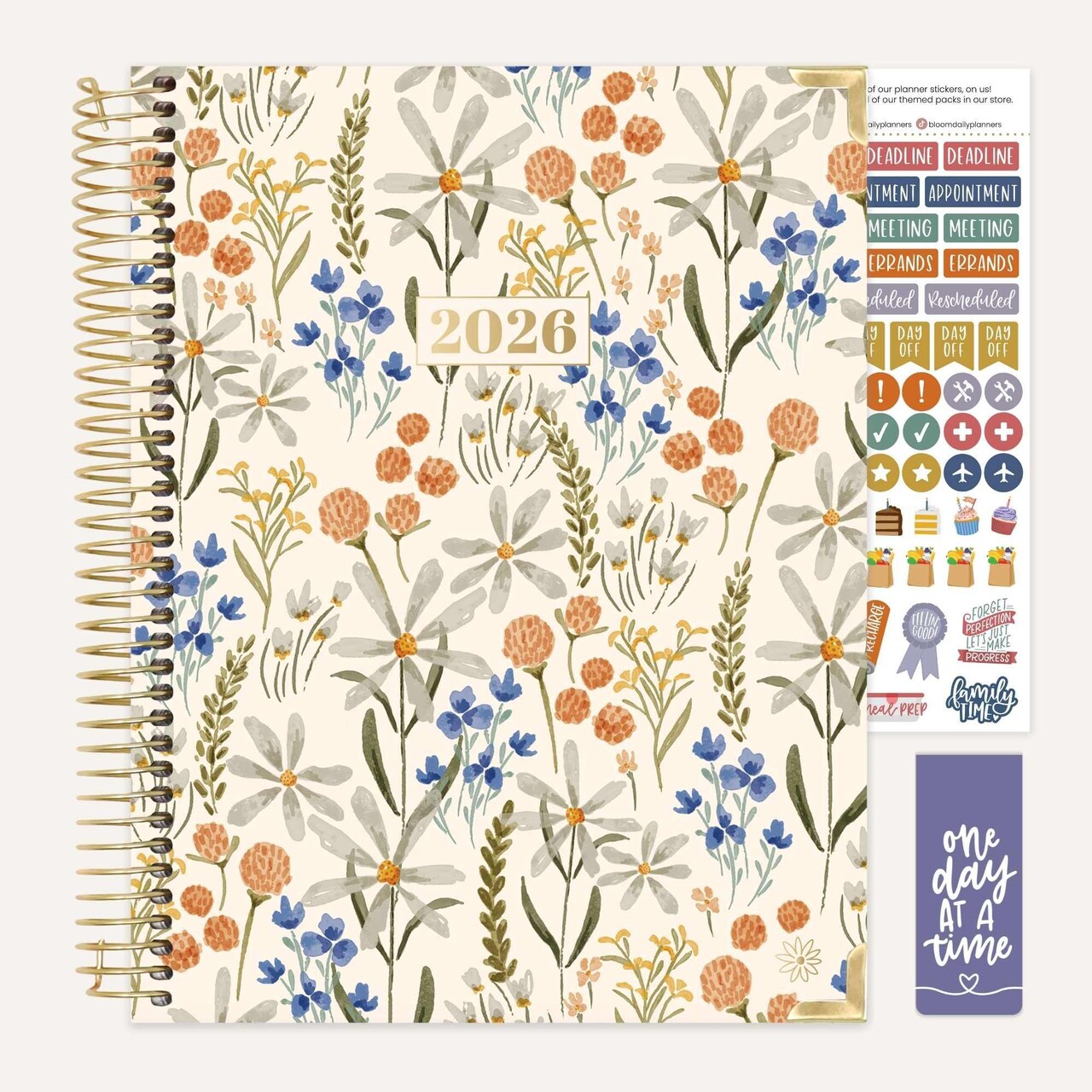 bloom daily planners 2026 Hard Cover Weekly & Monthly Planner, 8.5" x 11", Whimsical Wildflowers